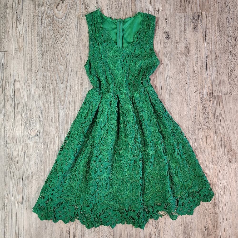 Vintage handmade green crochet dress